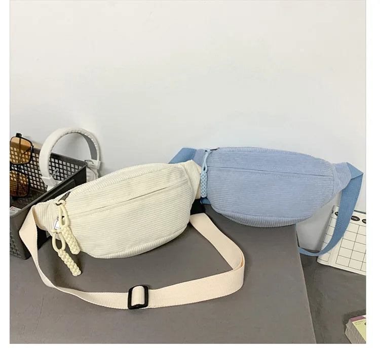 Corduroy Waist Pack for Women – Versatile Crossbody & Shoulder Bag