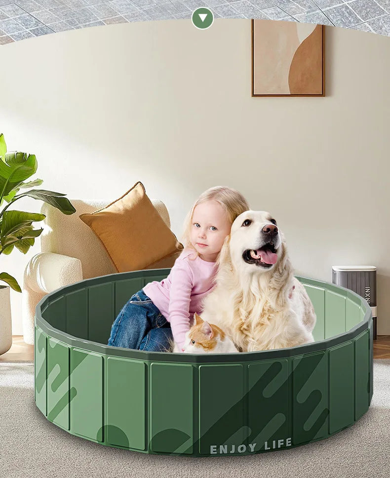 Foldable Anti-Scratch Pet Bath Tub with Quick Drain