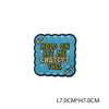 A teal embroidered patch with yellow text that reads Hold on let me chatgpt this