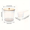 Clear acrylic detergent pod storage container with a lid and a spoon