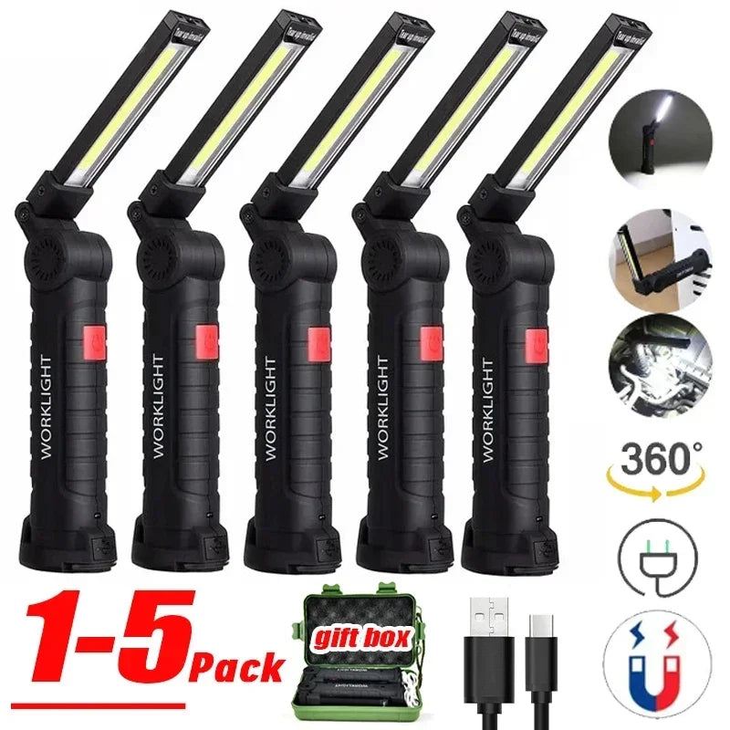 Foldable LED Work Light with Magnetic Base and USB Charging