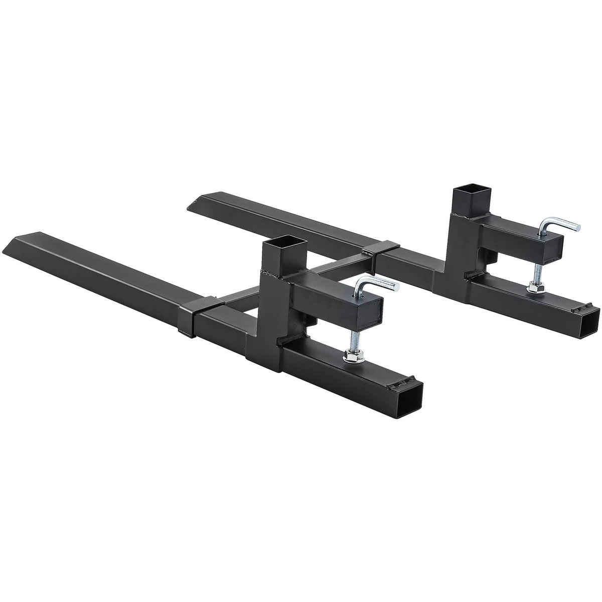 Black heavy duty clamp-on pallet forks for tractor and skid steer