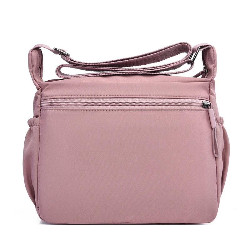 Bolso bandolera de nylon impermeable con múltiples bolsillos