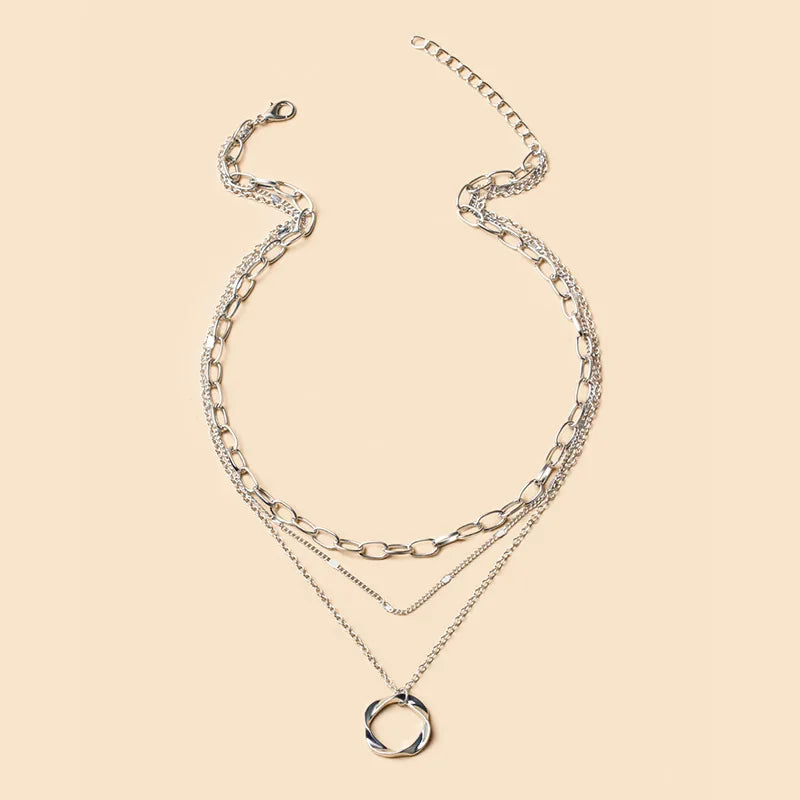 Layered Crystal Heart & Star Pendant Necklace
