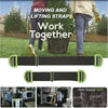 Heavy-duty furniture moving straps with comfort grip handles shown in various configurations.