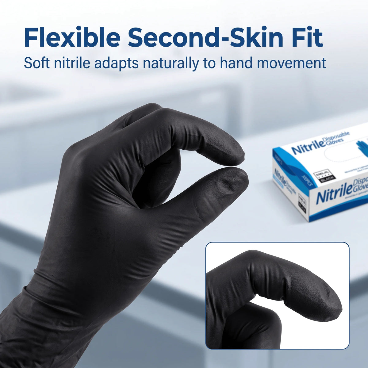 Black Disposable Nitrile Gloves (100-Pack)