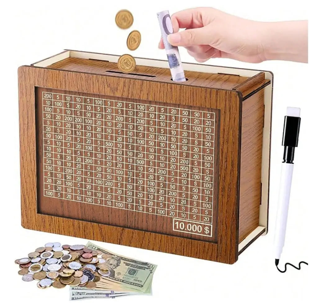 Wooden Savings Challenge Money Box