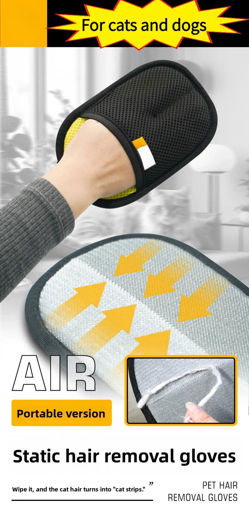 Pet Hair Removal Grooming Gloves