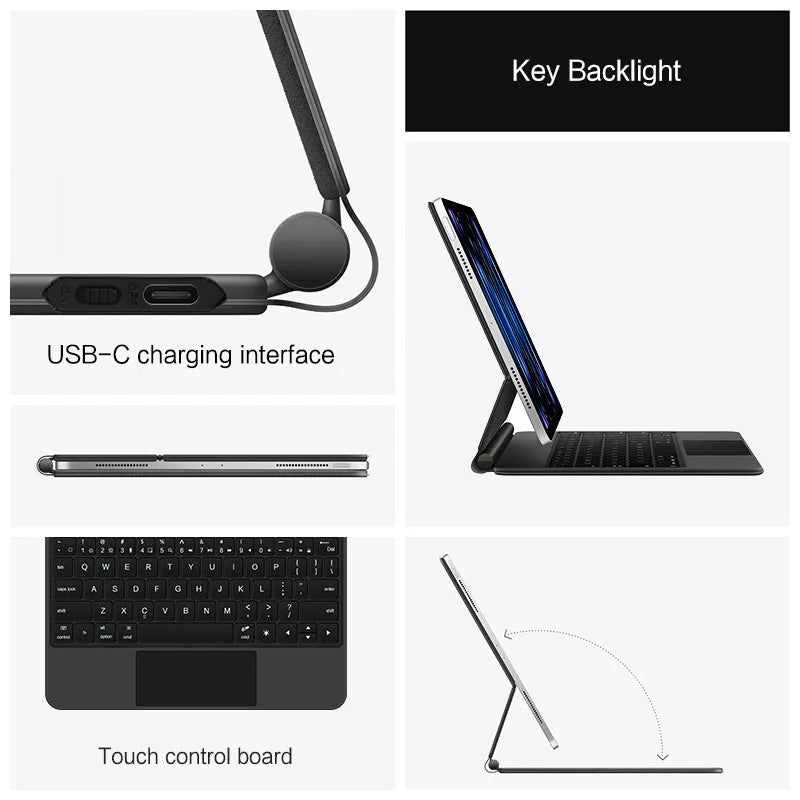 Bluetooth Keyboard Case with Touchpad for iPad Pro, Air & Standard Models