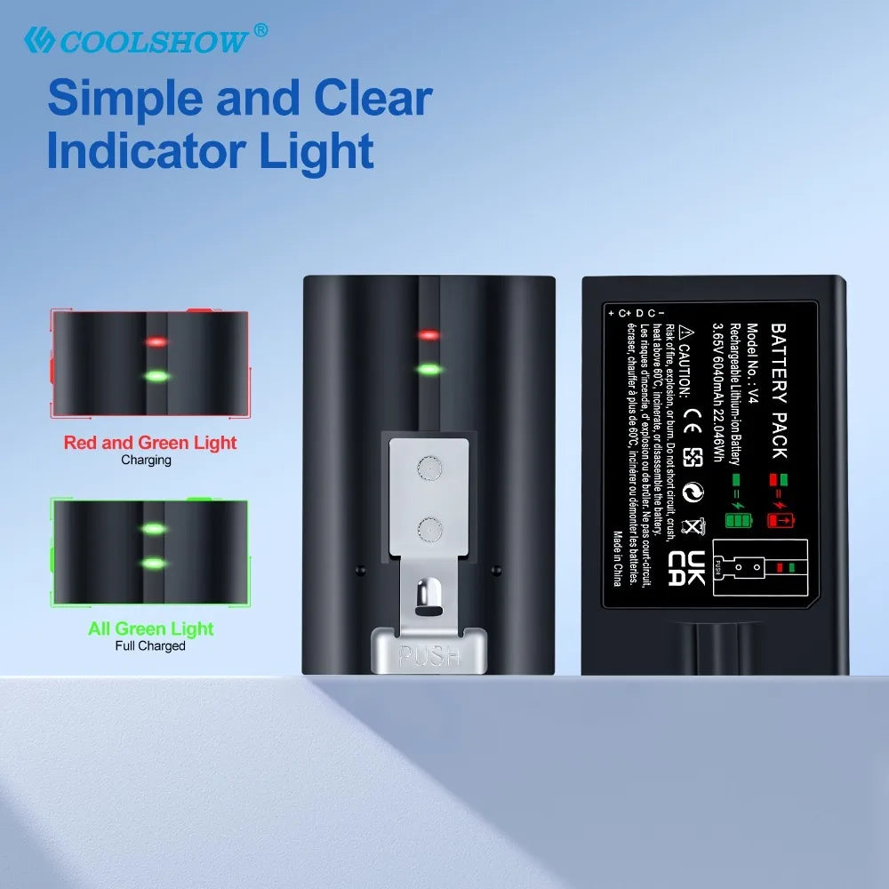 A pack of rechargeable battery lights for video doorbells and cameras, showing red, green, and all green indicator lights.
