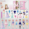 A collection of princess magnetic dress-up playsets featuring various dresses and accessories for children.
