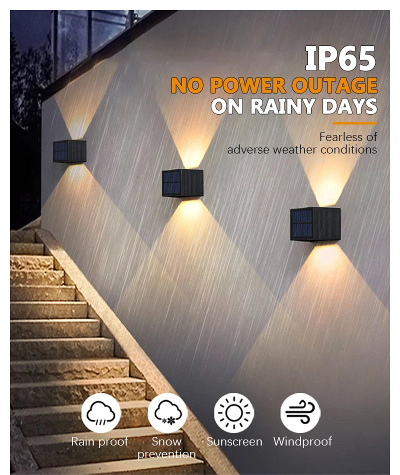 Outdoor wall light fixtures illuminating stone stairs with a waterproof design for adverse weather protection