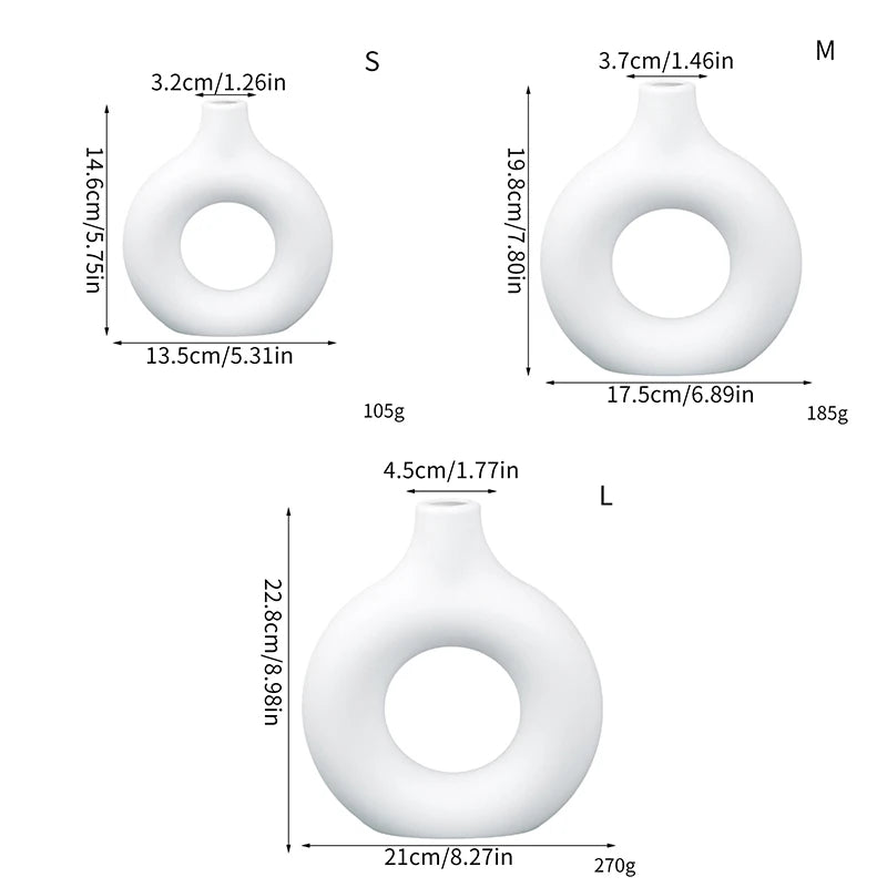 Donut-Shaped Decorative Plastic Vase for Home & Office