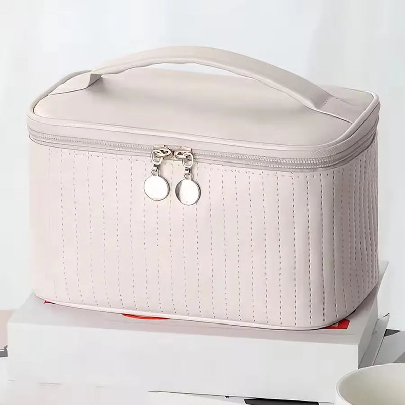 Portable Solid Color Makeup Organizer Bag