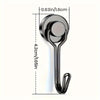 A close-up view of a heavy duty magnetic hook with a round head and a curved metal loop.