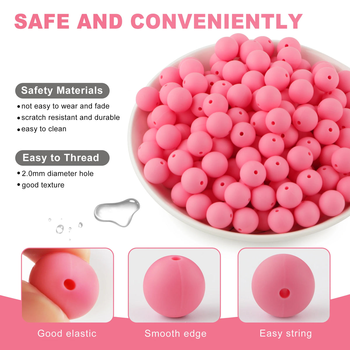 Food-Grade Silicone Beads for Jewelry Making – 3 Sizes