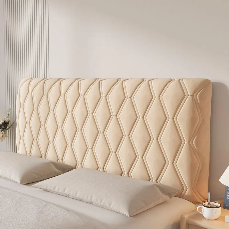 Stretch Velvet Headboard Cover - Queen Size, Dustproof & Slip-on Design