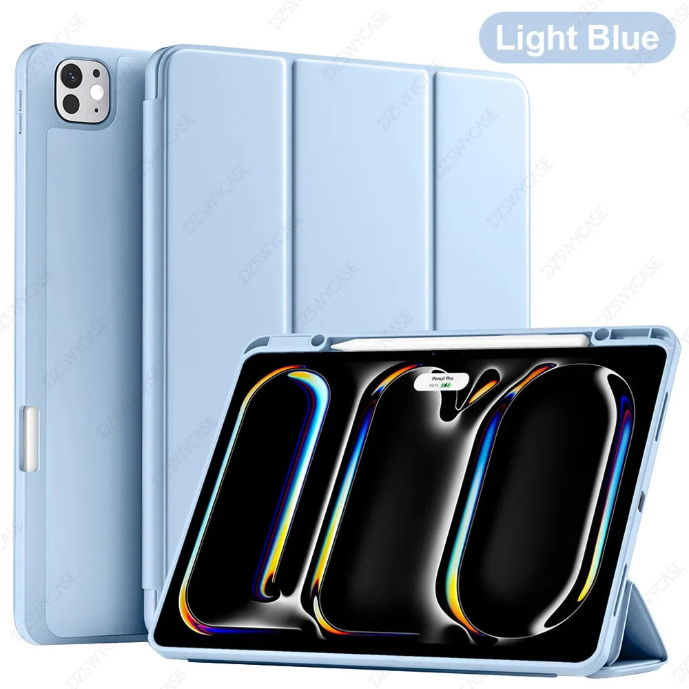 Silicone Trifold Stand Case for iPad Pro 13-Inch with Pencil Holder