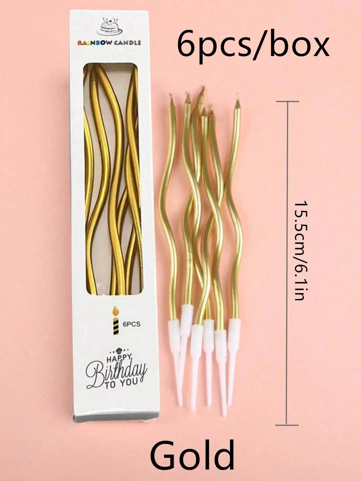 Elegant Gold Metallic Birthday Candles (Set of 6 or 12)