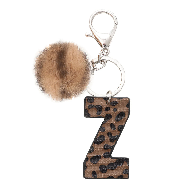 Leopard Print Letter Keychain
