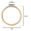 A circular bamboo embroidery hoop with an adjustable metal screw, measuring 10.6cm in diameter.
