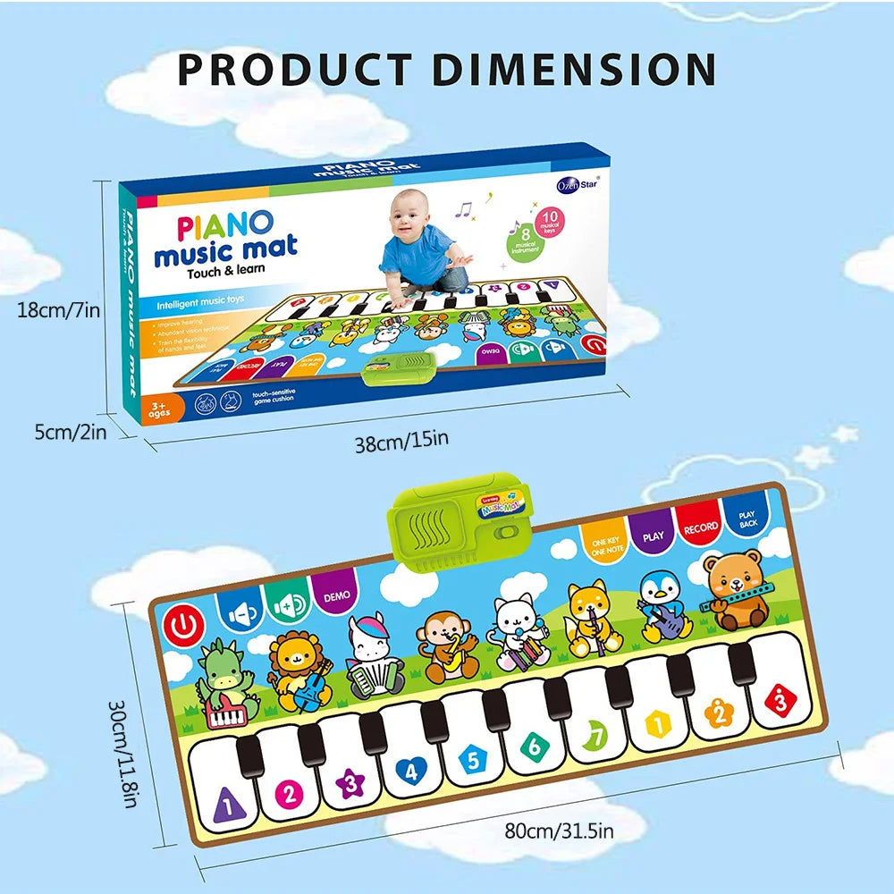 Interactive Piano Music Mat for Toddlers – Educational Animal Keyboard Toy