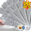 A pumice stone cleaning block is shown being used to clean a toilet bowl, with other blocks visible.