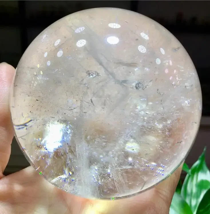 Natural Clear White Crystal Quartz Sphere