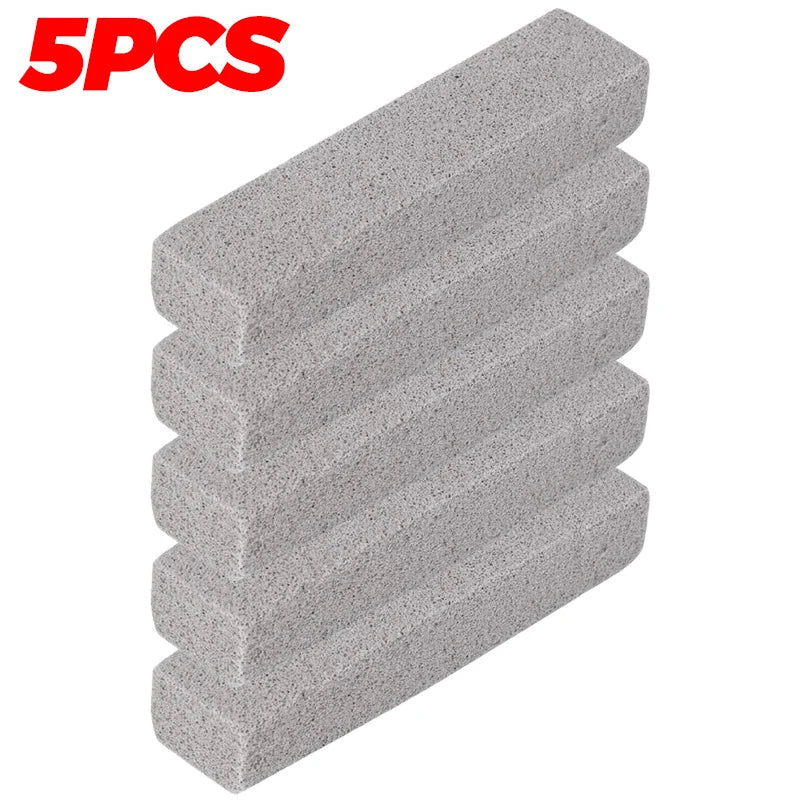 Five gray foam glass pumice stone cleaning brushes stacked vertically
