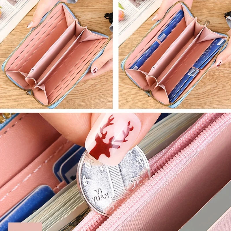 Portefeuille en PU cuir floral embossé
