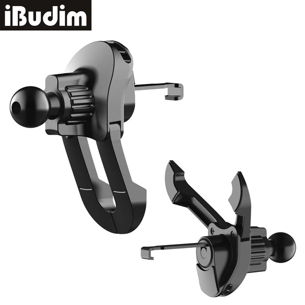 A black universal car air vent phone mount adapter with a clamp and mounting bracket.