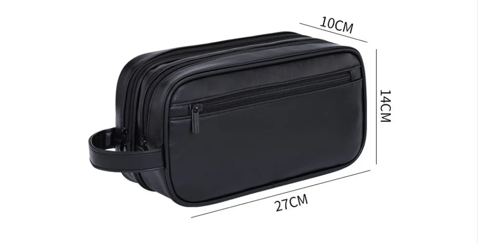 Premium PU Leather Double-Layer Toiletry Bag for Travel