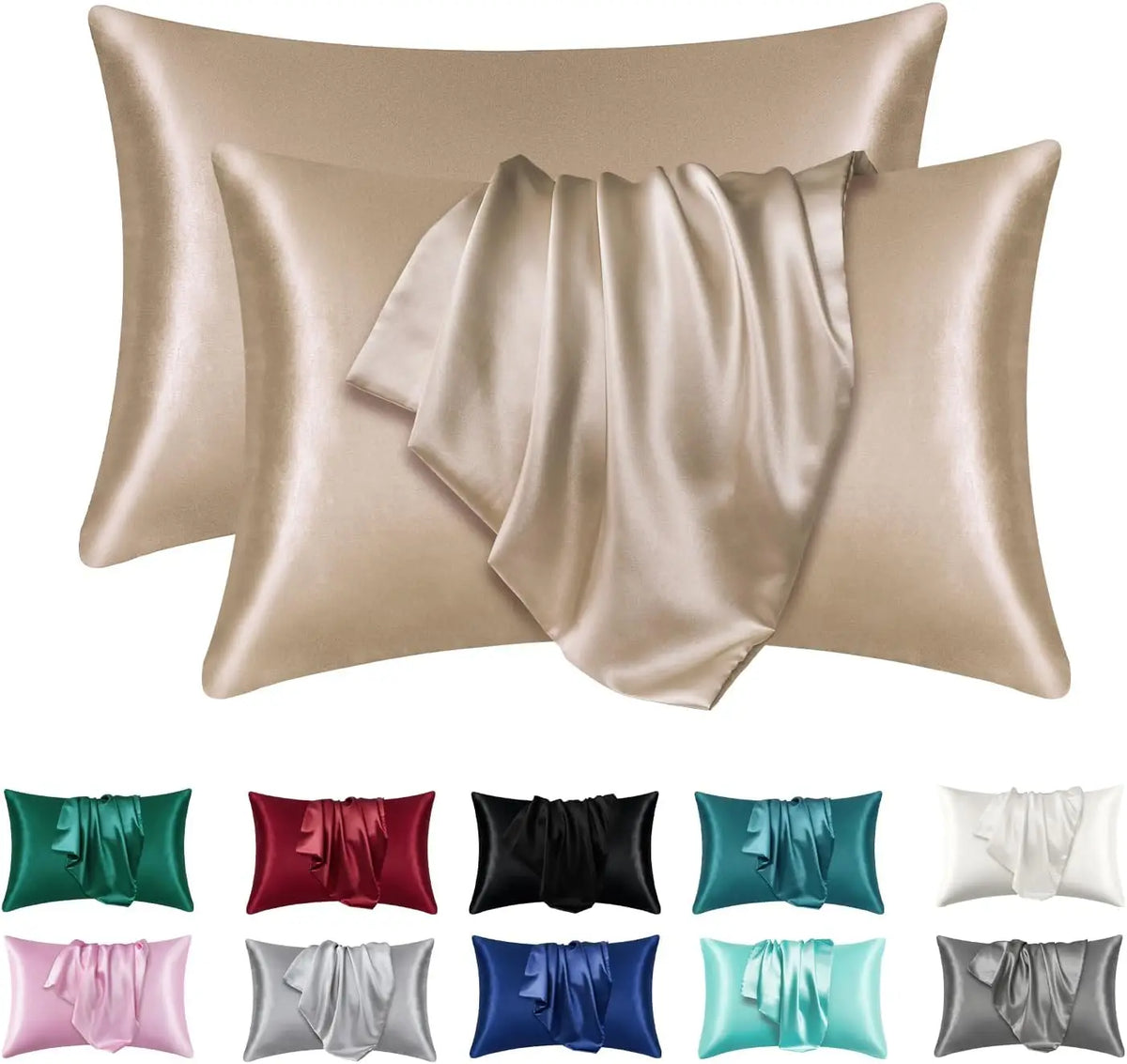 Queen Size Satin Pillowcase Set of 2 for Hair and Skin