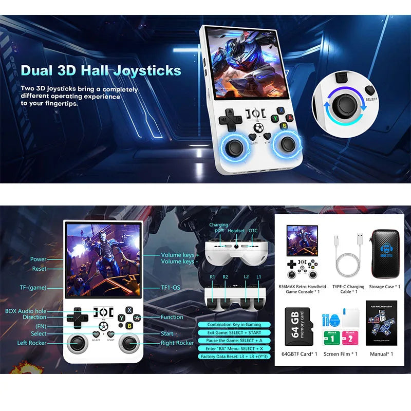Retro Handheld Gaming Console – 4.0-Inch IPS Display, Linux OS, 30,000+ Retro Games