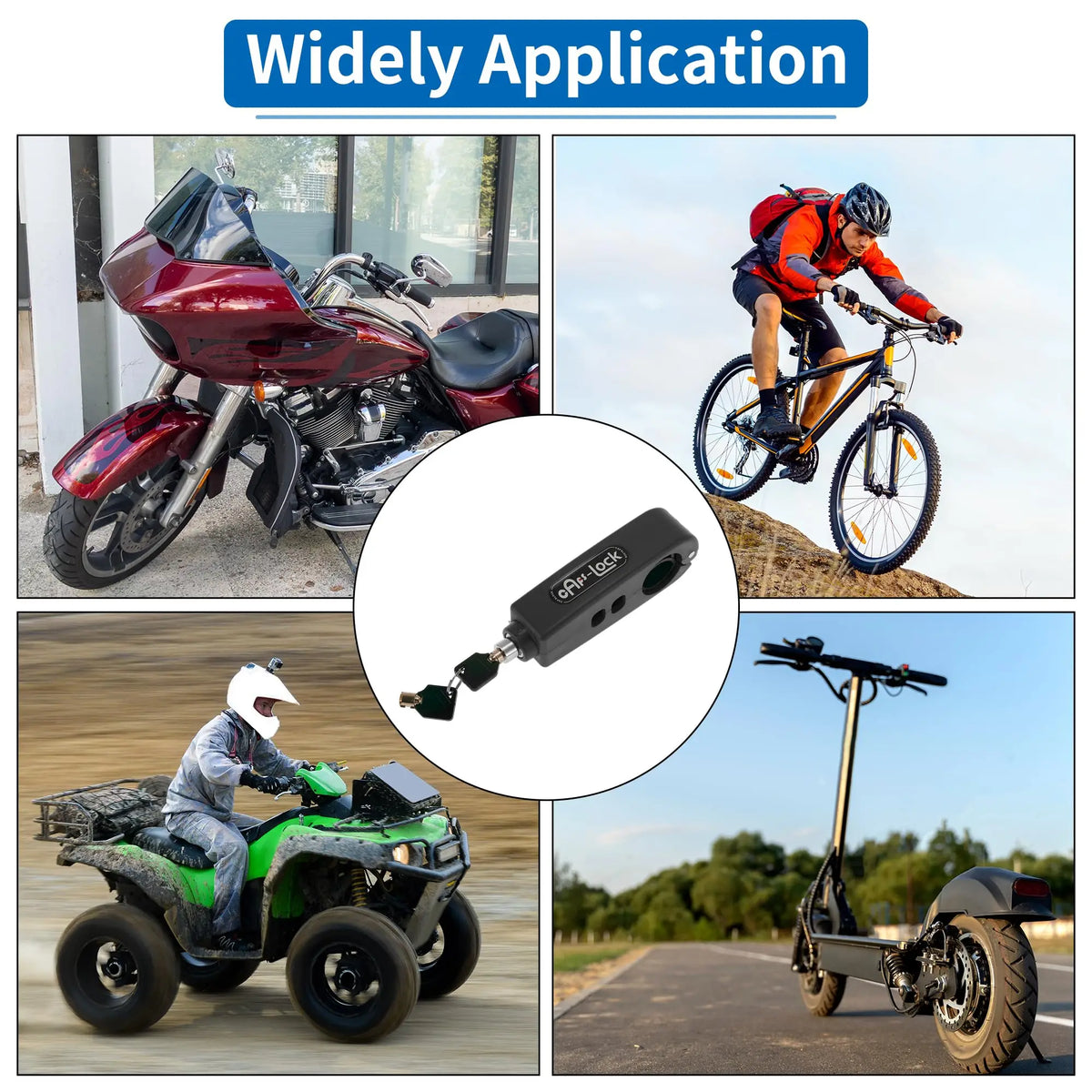 Universal Handlebar Lock for Motorcycles, E-Bikes & Scooters