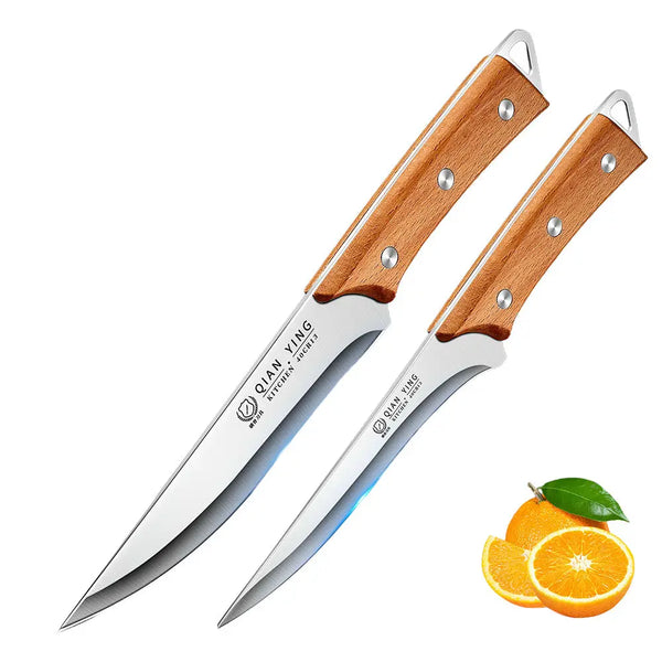 Cuchillo de Despiece de Acero Inoxidable con Mango de Madera