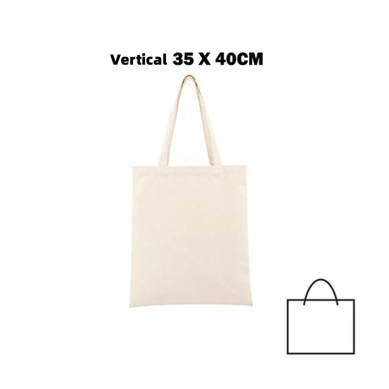 A beige canvas shopping tote bag with vertical dimensions of 35 x 40 cm.