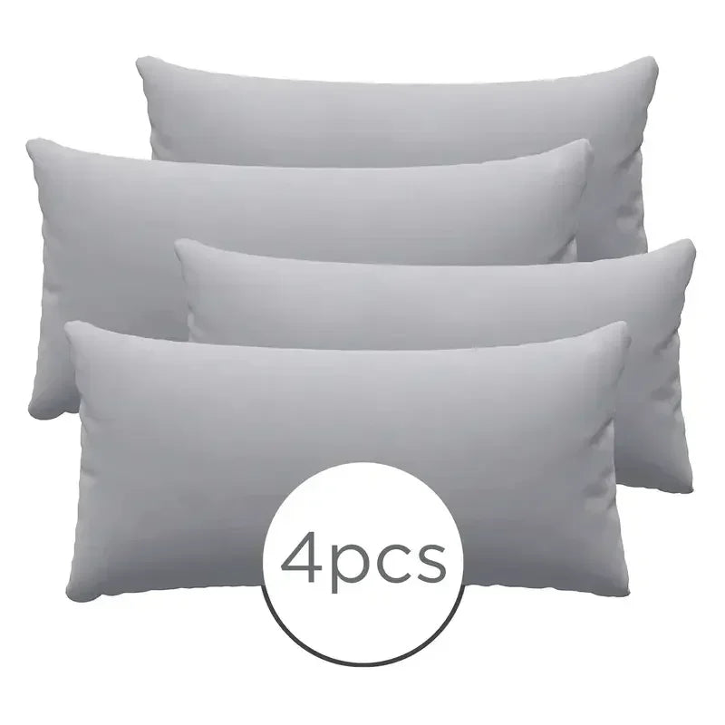A set of four solid gray microfiber pillowcases with envelope closures.