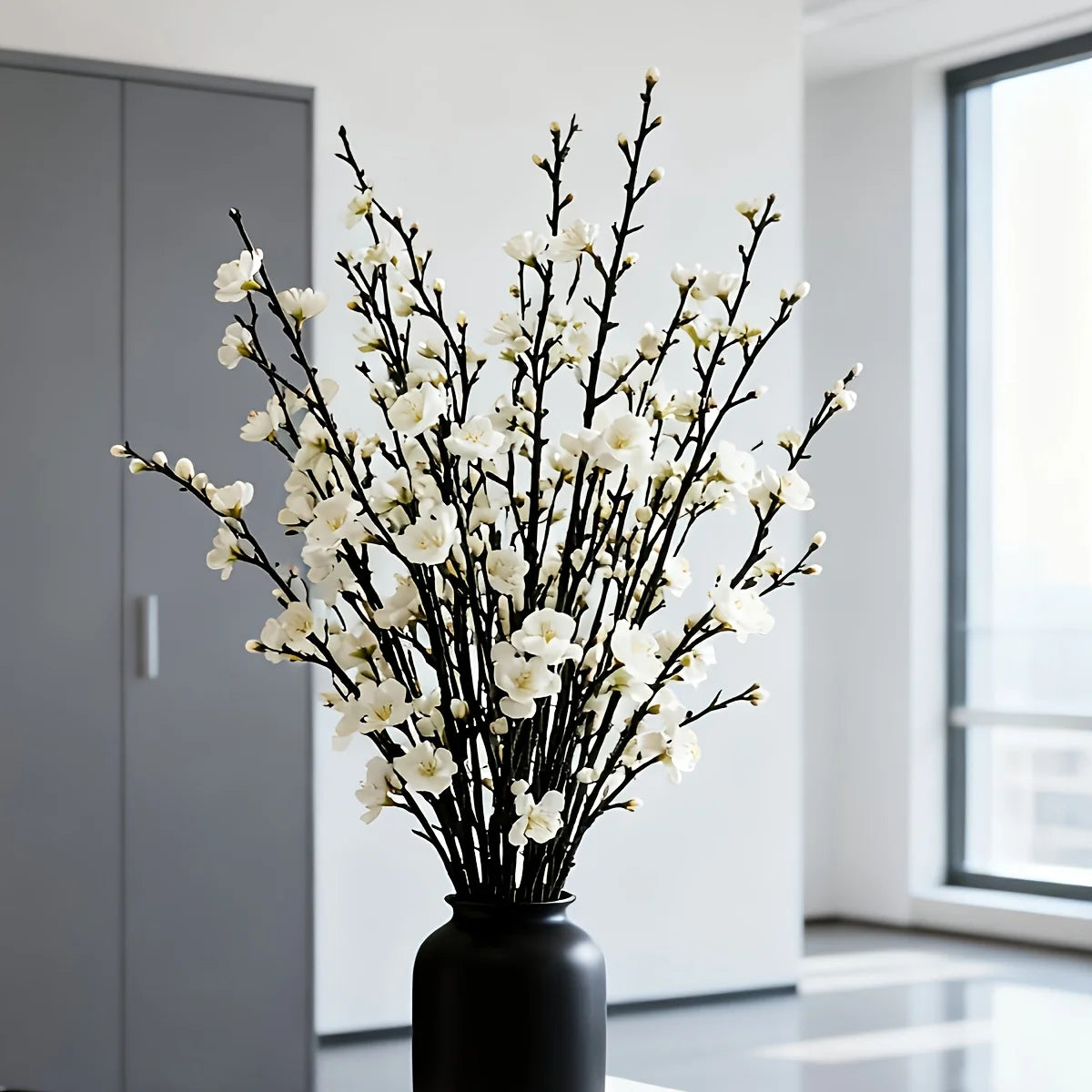 Artificial Plum Blossom Branches - Set of 5 for Elegant Home & Event Decor