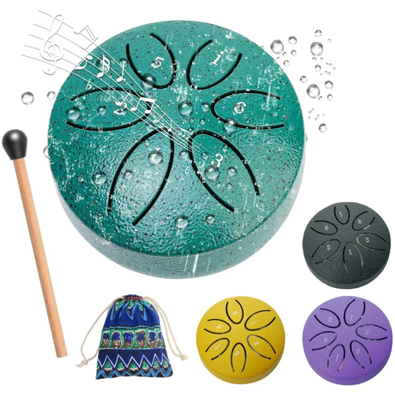 6-Note Steel Tongue Rain Drum for Outdoor Meditation & Relaxation