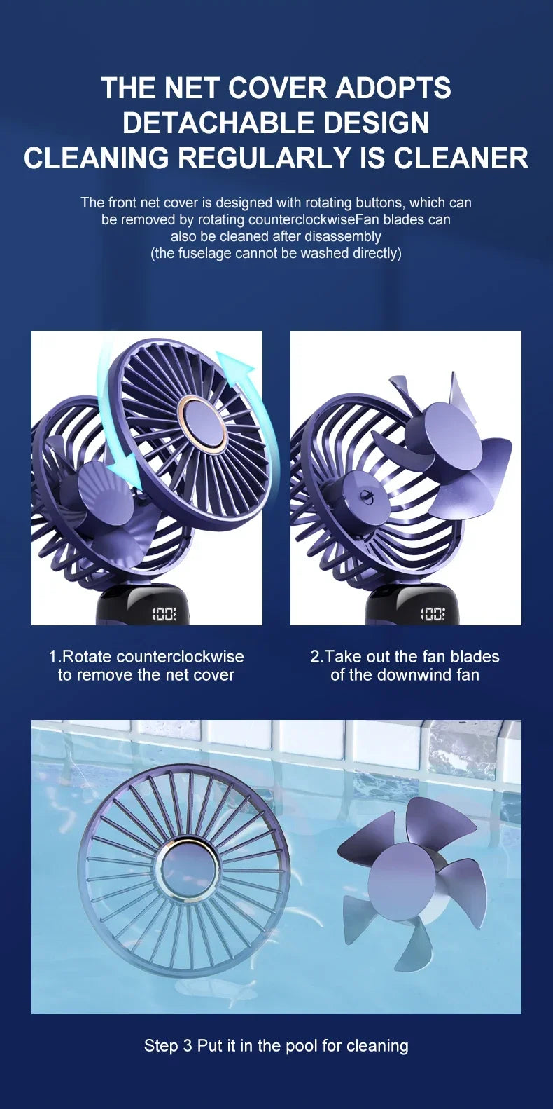 Portable Neck Fan with LED Display and Phone Stand