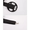 Black non-slip seatbelt buckle and strap for a car seat cushion.