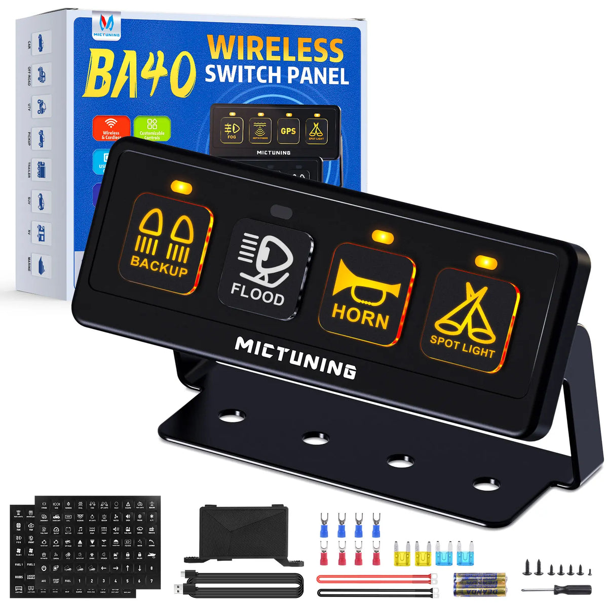 Wireless 4-Gang Switch Panel for 12V/24V Vehicles