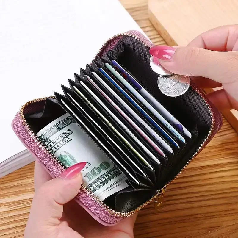 Kompakte Brieftasche aus PU-Leder mit Reißverschluss