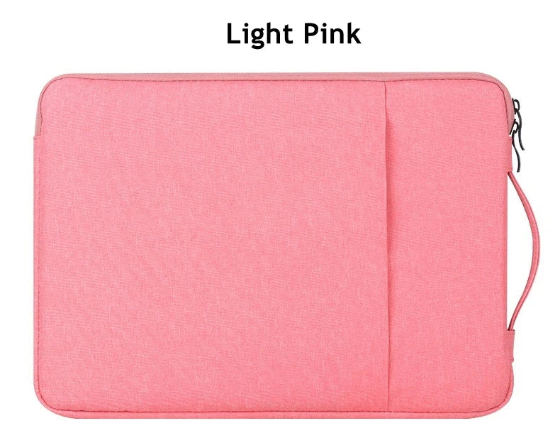 Light pink waterproof laptop sleeve with a handle for notebooks
