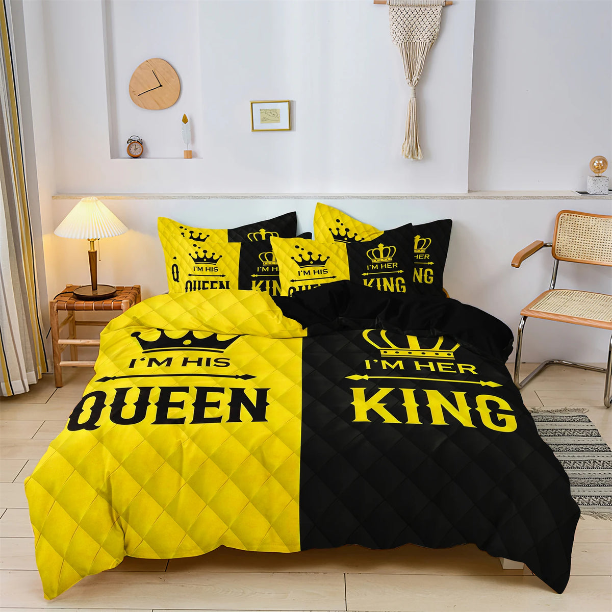 King & Queen Crown Print Duvet Cover Set