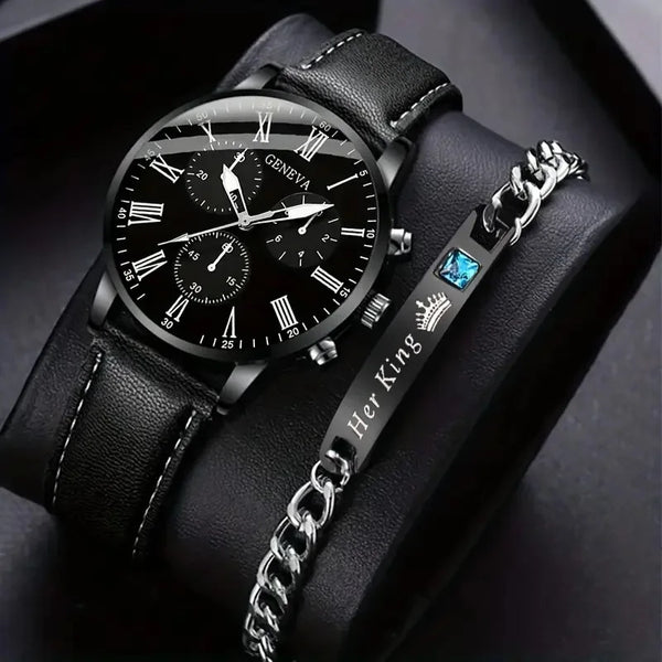 Men's Two-Piece Quartz Watch Set