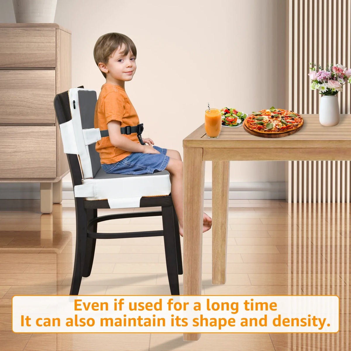 Toddler Booster Seat with Memory Foam Cushion and Safety Belts