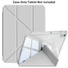 A clear foldable case for an iPad is shown next to its protective cover.