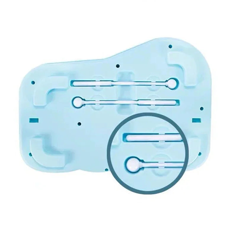 Light blue 2-in-1 Montessori musical xylophone piano for toddlers with various sized bars